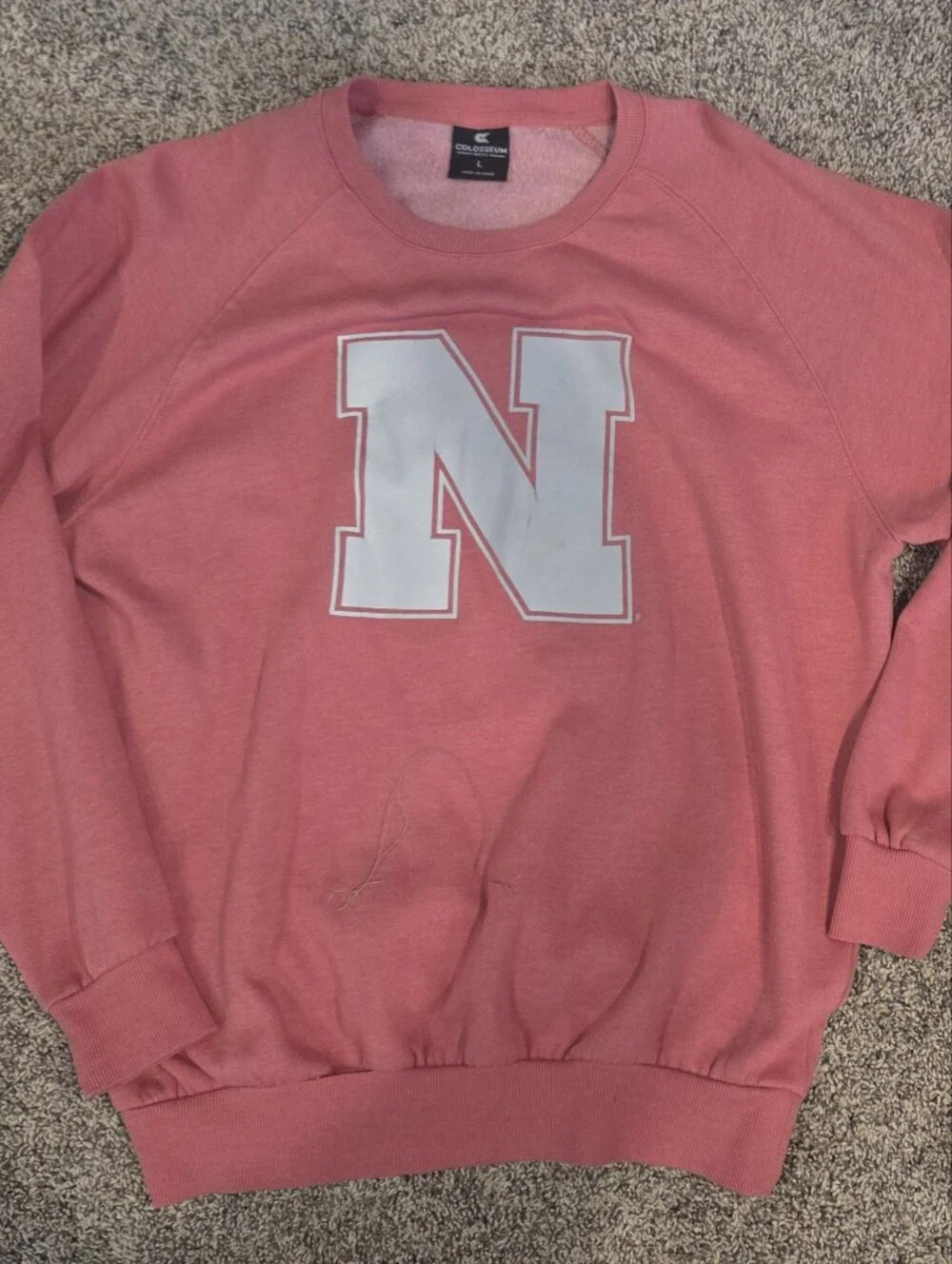 Colosseum Men's Coral Crewneck Sweatshirt with White 'N' Graphic